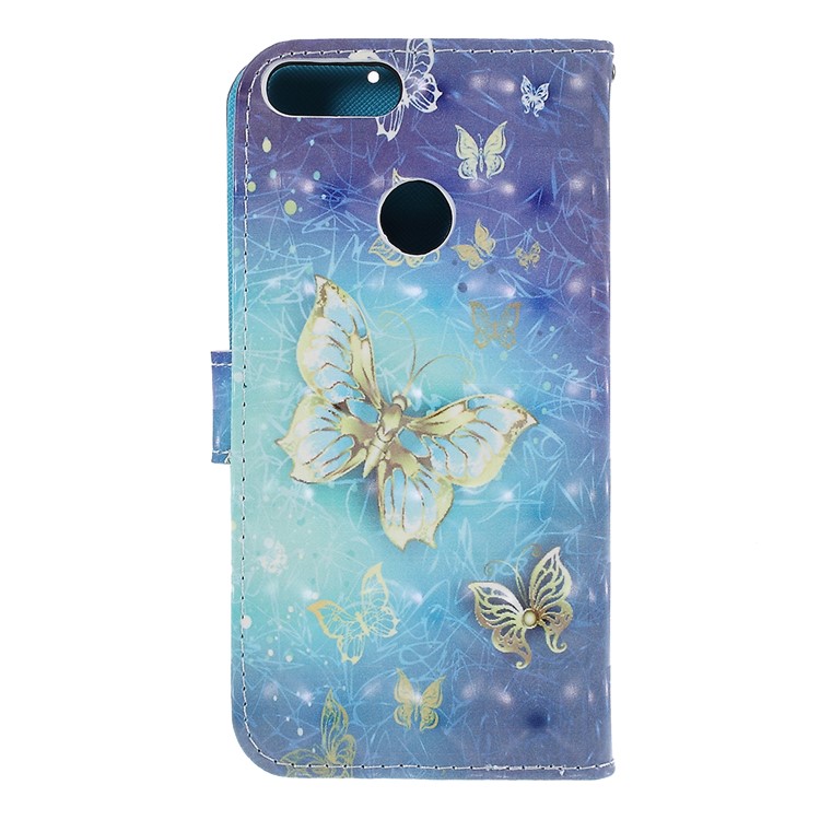 Pattern Printing Phone Leather Wallet Case for Huawei P Smart / Enjoy 7S - Butterfly Pattern-3