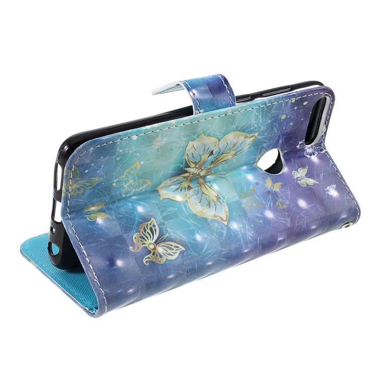 Pattern Printing Phone Leather Wallet Case for Huawei P Smart / Enjoy 7S - Butterfly Pattern-5