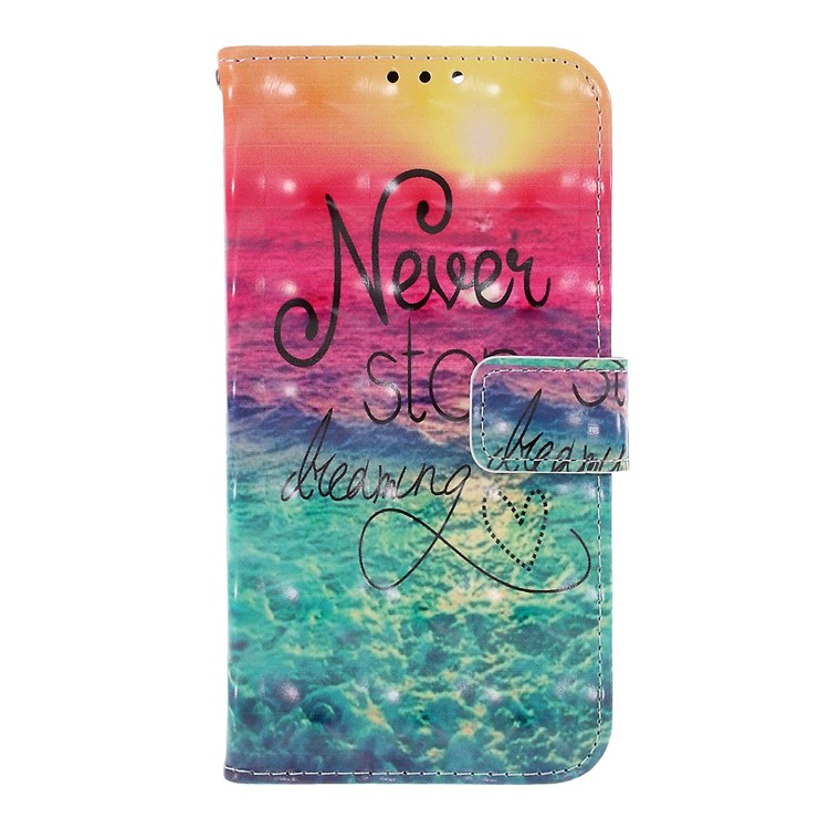 Pattern Printing Cell Phone Leather Wallet Case for Huawei P Smart / Enjoy 7S - Never Stop Dreaming-1