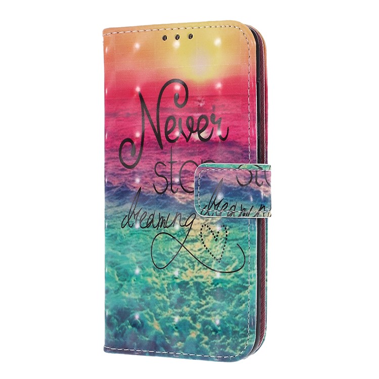 Pattern Printing Cell Phone Leather Wallet Case for Huawei P Smart / Enjoy 7S - Never Stop Dreaming-2