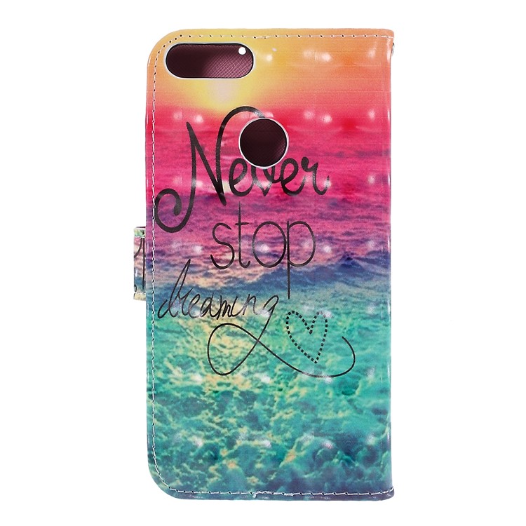 Pattern Printing Cell Phone Leather Wallet Case for Huawei P Smart / Enjoy 7S - Never Stop Dreaming-3