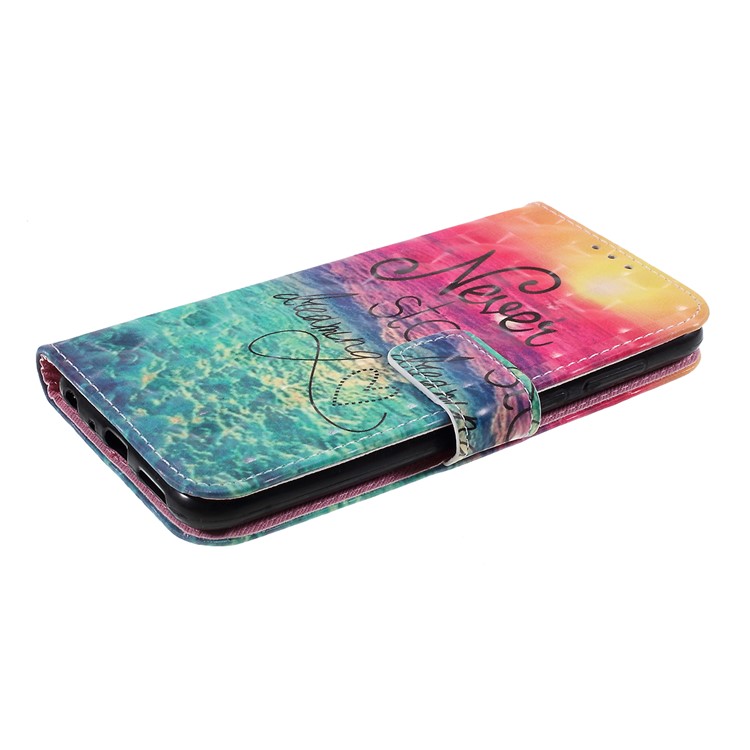 Pattern Printing Cell Phone Leather Wallet Case for Huawei P Smart / Enjoy 7S - Never Stop Dreaming-4