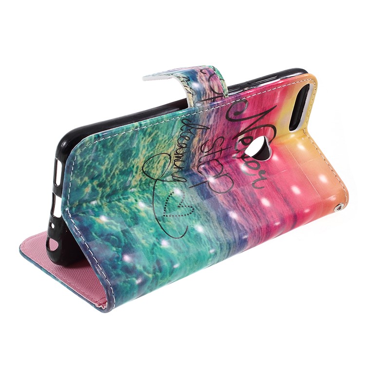Pattern Printing Cell Phone Leather Wallet Case for Huawei P Smart / Enjoy 7S - Never Stop Dreaming-5