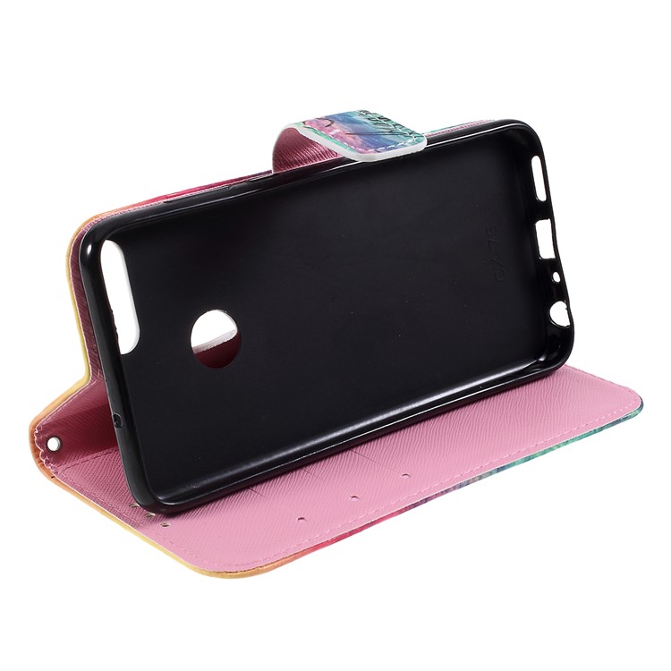 Pattern Printing Cell Phone Leather Wallet Case for Huawei P Smart / Enjoy 7S - Never Stop Dreaming-6