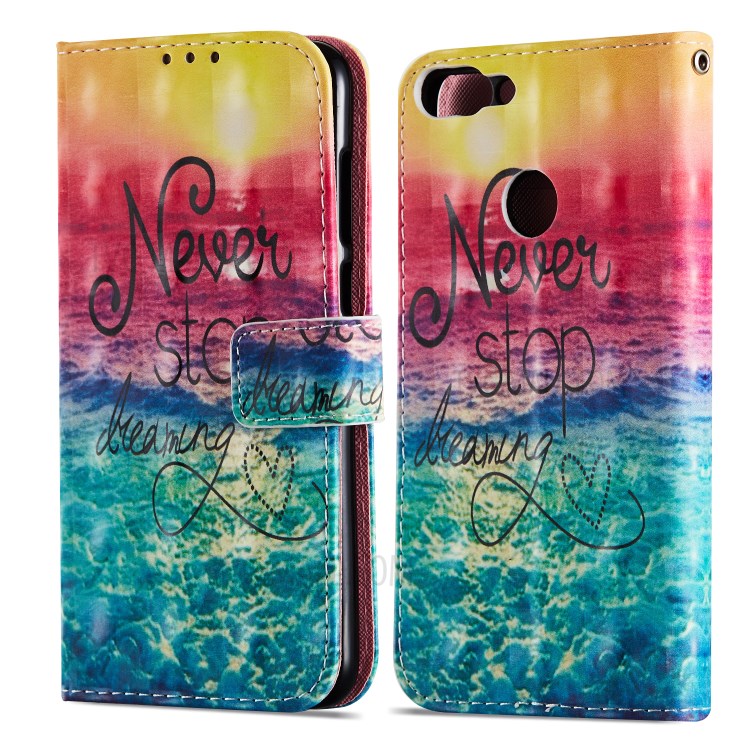 Pattern Printing Cell Phone Leather Wallet Case for Huawei P Smart / Enjoy 7S - Never Stop Dreaming-7
