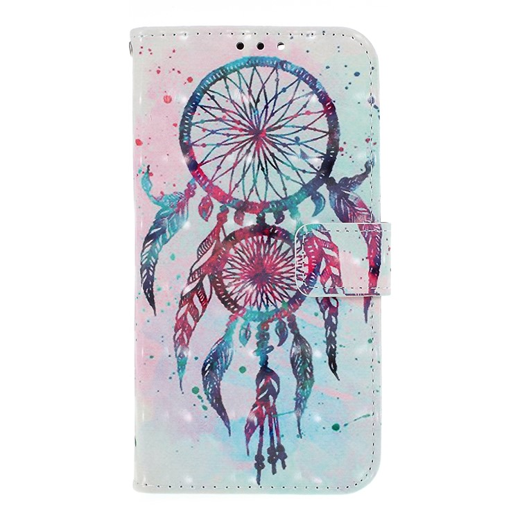 Pattern Printing PU Leather Wallet Case for Huawei P Smart / Enjoy 7S - Dream Catcher-1