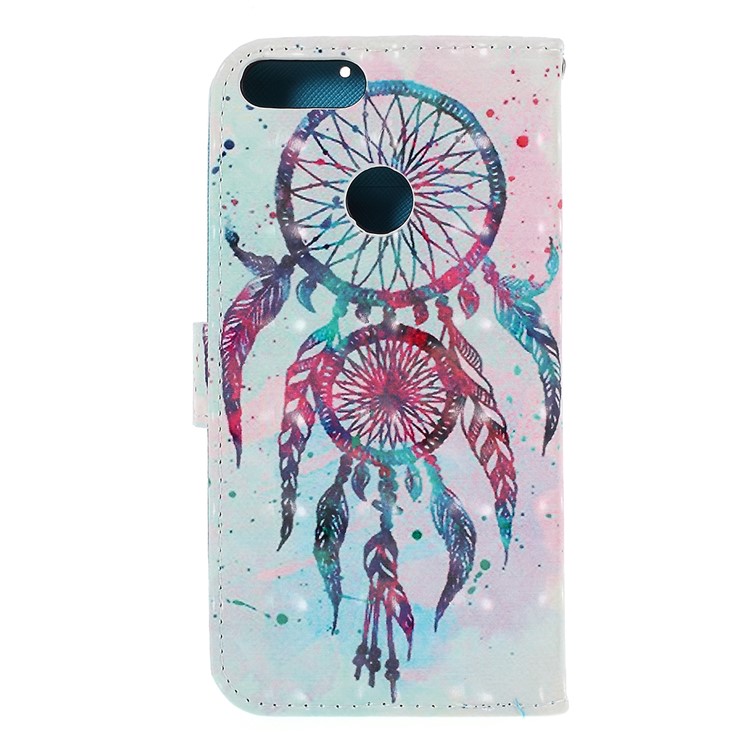 Pattern Printing PU Leather Wallet Case for Huawei P Smart / Enjoy 7S - Dream Catcher-3