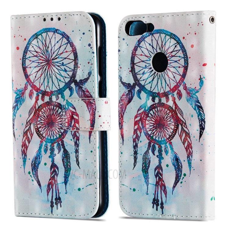 Pattern Printing PU Leather Wallet Case for Huawei P Smart / Enjoy 7S - Dream Catcher-8