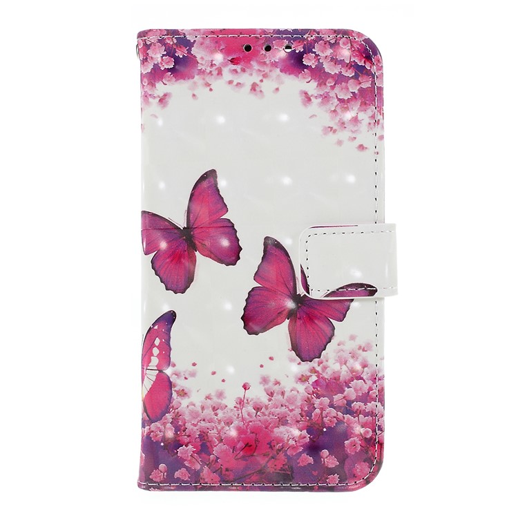Pattern Printing Magnetic Leather Stand Cover for Huawei P Smart / Enjoy 7S - Butterfly and Flower-1