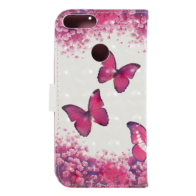 Pattern Printing Magnetic Leather Stand Cover for Huawei P Smart / Enjoy 7S - Butterfly and Flower-3