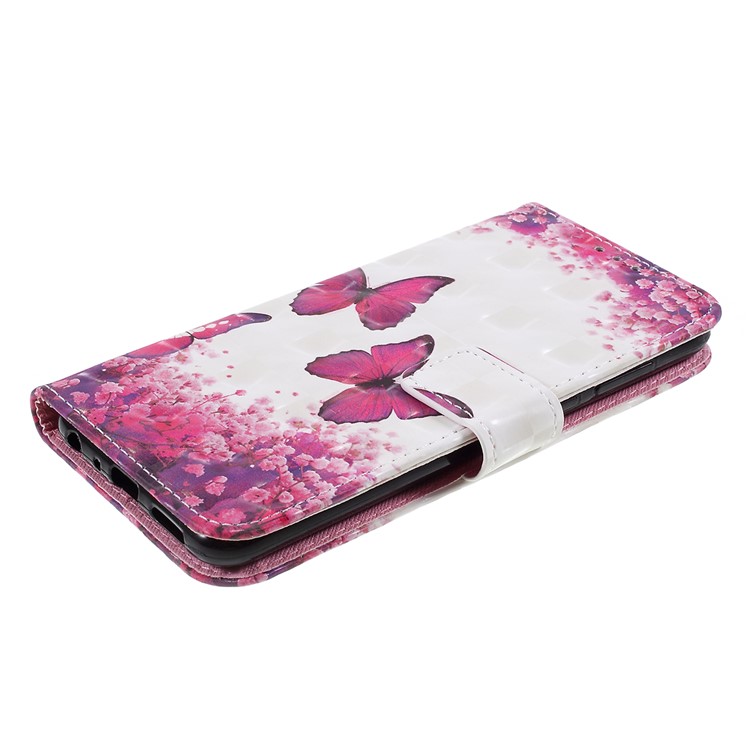 Pattern Printing Magnetic Leather Stand Cover for Huawei P Smart / Enjoy 7S - Butterfly and Flower-4