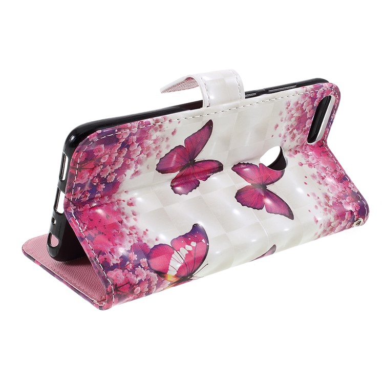 Pattern Printing Magnetic Leather Stand Cover for Huawei P Smart / Enjoy 7S - Butterfly and Flower-5
