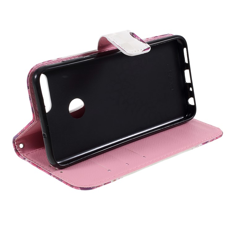 Pattern Printing Magnetic Leather Stand Cover for Huawei P Smart / Enjoy 7S - Butterfly and Flower-6