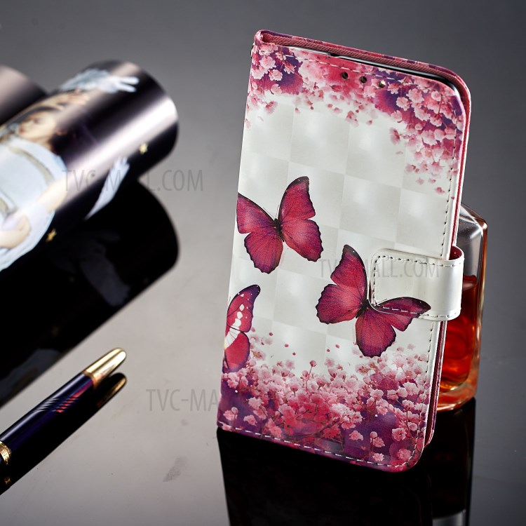 Pattern Printing Magnetic Leather Stand Cover for Huawei P Smart / Enjoy 7S - Butterfly and Flower-7