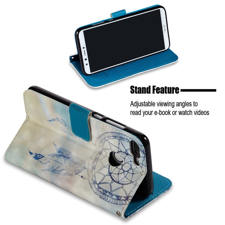 Light Spot Decor Pattern Printing Wallet Leather Phone Case for Huawei Honor 9 Lite / 9 Youth Edition - Dream Catcher-5