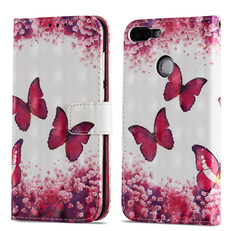 Light Spot Decor Pattern Printing Wallet Leather Phone Cover for Huawei Honor 9 Lite / 9 Youth Edition - Butterfly and Flower-15