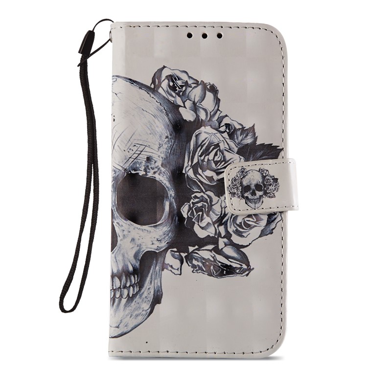 Light Spot Decor Pattern Printing Wallet Leather Phone Shell for Huawei Honor 9 Lite / 9 Youth Edition - Flowered Skull-3