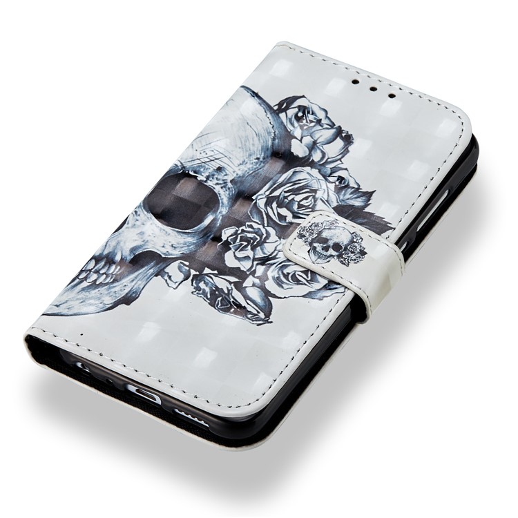 Light Spot Decor Pattern Printing Wallet Leather Phone Shell for Huawei Honor 9 Lite / 9 Youth Edition - Flowered Skull-7