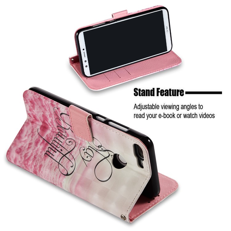 Light Spot Decor Pattern Printing Leather Wallet Case for Huawei Honor 9 Lite / 9 Youth Edition - Stay Beautiful-5