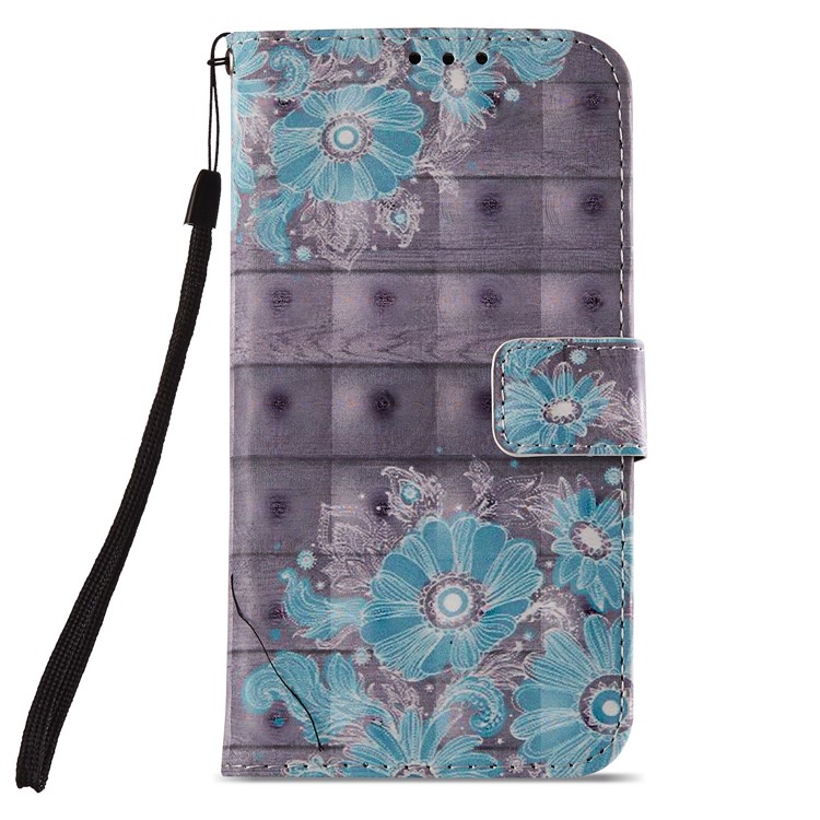 Light Spot Decor Pattern Printing Leather Wallet Cover for Huawei Honor 9 Lite / 9 Youth Edition - Blue Flower-3