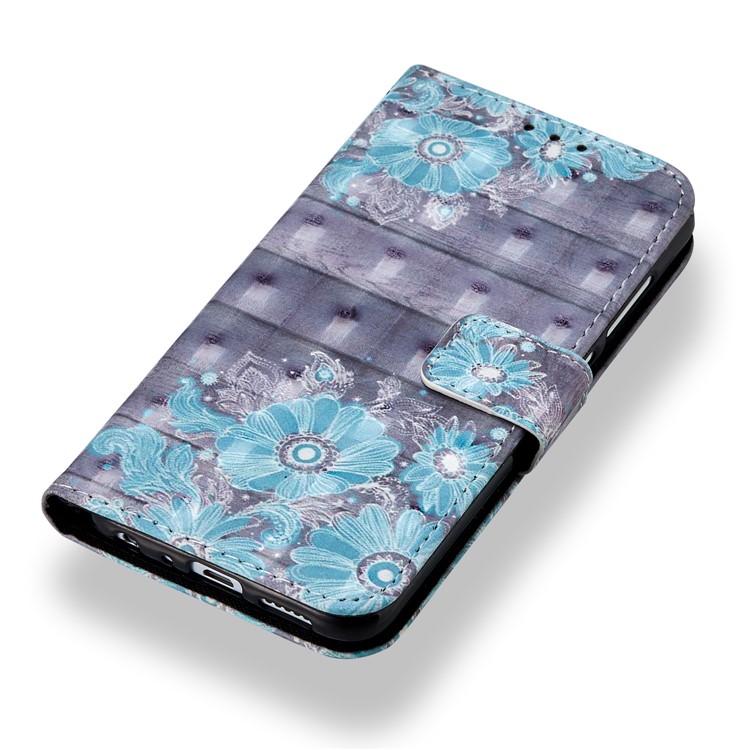 Light Spot Decor Pattern Printing Leather Wallet Cover for Huawei Honor 9 Lite / 9 Youth Edition - Blue Flower-7
