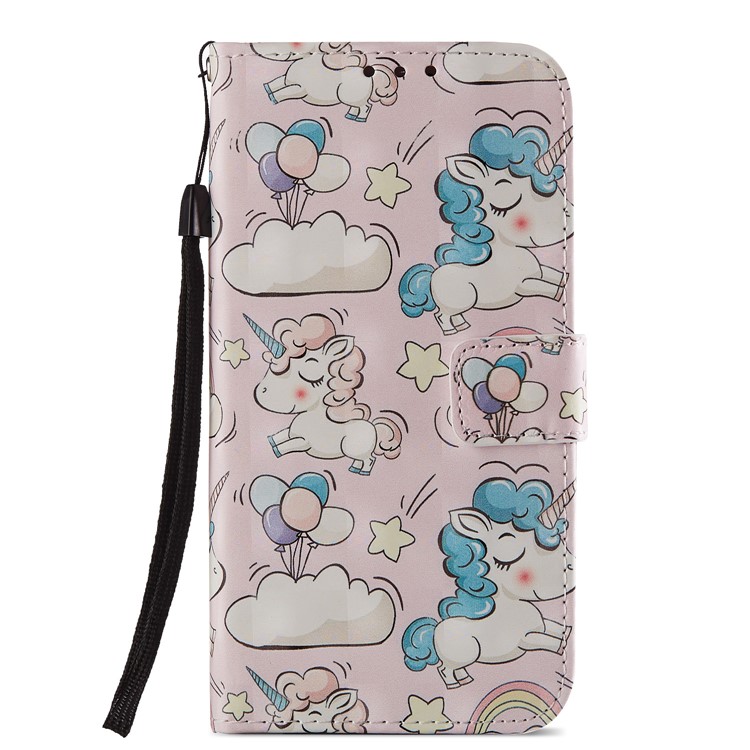 Light Spot Decor Pattern Printing Leather Wallet Shell for Huawei Honor 9 Lite / 9 Youth Edition - Unicorn-3