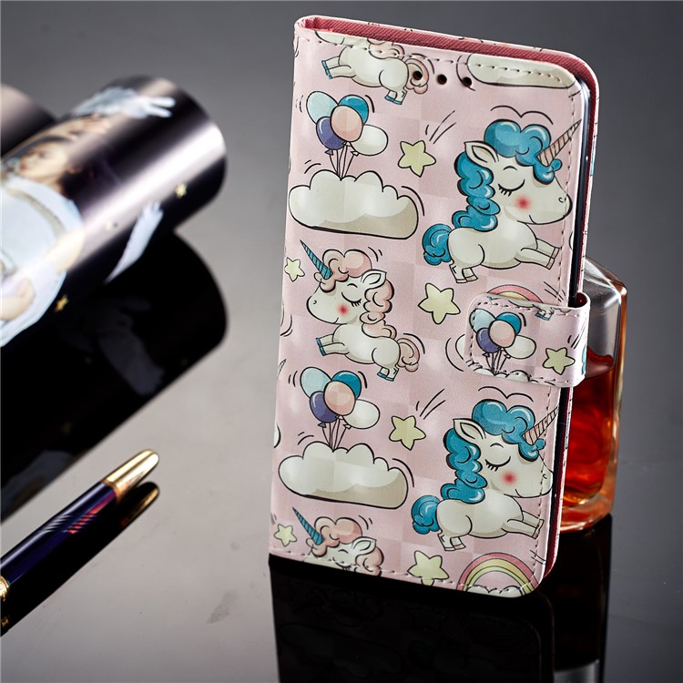 Light Spot Decor Pattern Printing Leather Wallet Shell for Huawei Honor 9 Lite / 9 Youth Edition - Unicorn-13