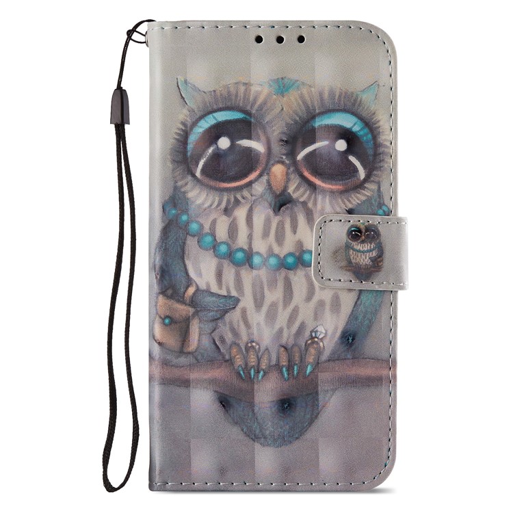 Patrón De Decoración De Punto De Luz Que Imprime La Caja Del Teléfono Móvil De La Protección Del Cuero De La PU Para Huawei Honor 9 Lite / Edición Juvenil 9 - búho en la rama-3