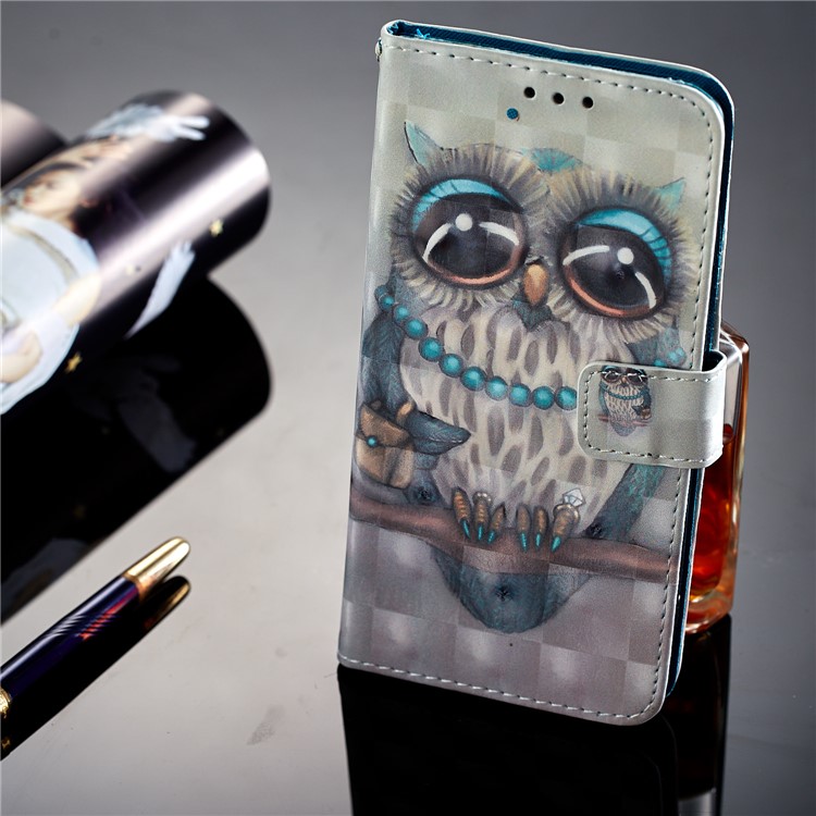 Patrón De Decoración De Punto De Luz Que Imprime La Caja Del Teléfono Móvil De La Protección Del Cuero De La PU Para Huawei Honor 9 Lite / Edición Juvenil 9 - búho en la rama-11