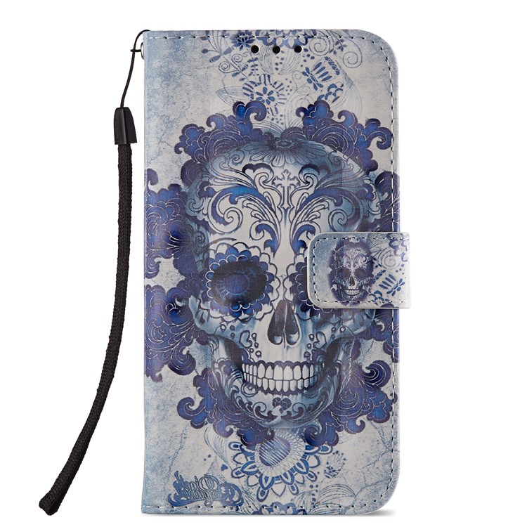 Patrón De Decoración De Punto De Luz Que Imprime La Cubierta Del Teléfono Móvil De La Protección Del Cuero De La PU Para Huawei Honor 9 Lite / Edición Juvenil 9 - Cráneo Fresco-3