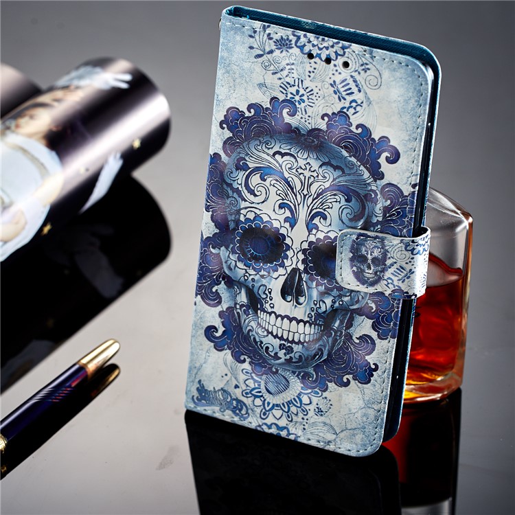Patrón De Decoración De Punto De Luz Que Imprime La Cubierta Del Teléfono Móvil De La Protección Del Cuero De La PU Para Huawei Honor 9 Lite / Edición Juvenil 9 - Cráneo Fresco-13