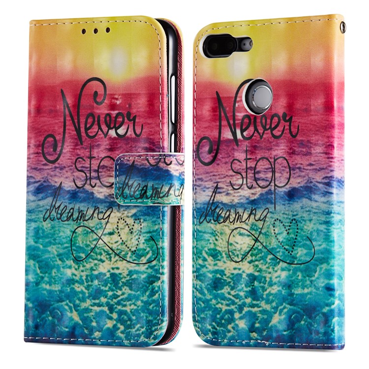 Light Spot Decor Pattern Printing PU Leather Protection Mobile Phone Shell for Huawei Honor 9 Lite / 9 Youth Edition - Never Stop Dreaming-13