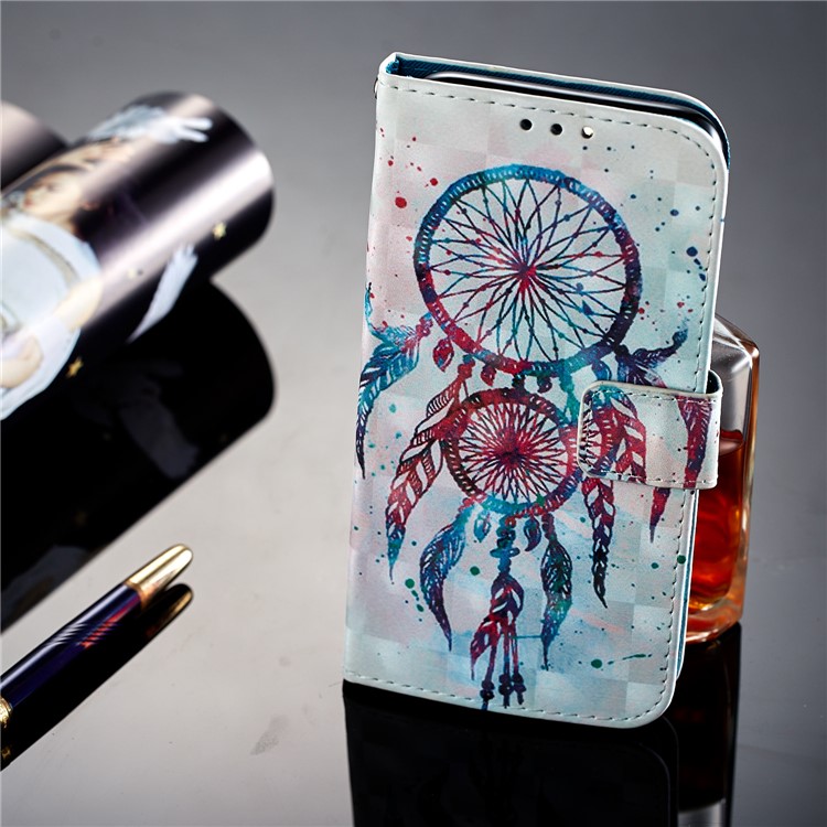 Light Spot Decor Pattern Printing Leather Case Cover with Stand for Huawei Honor 9 Lite / 9 Youth Edition - Feather Dream Catcher-13