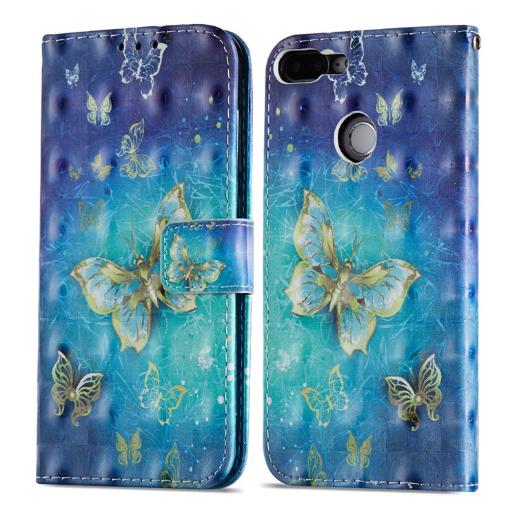 Light Spot Decor Pattern Printing Stand Leather Case Shell for Huawei Honor 9 Lite / 9 Youth Edition - Butterfly-15