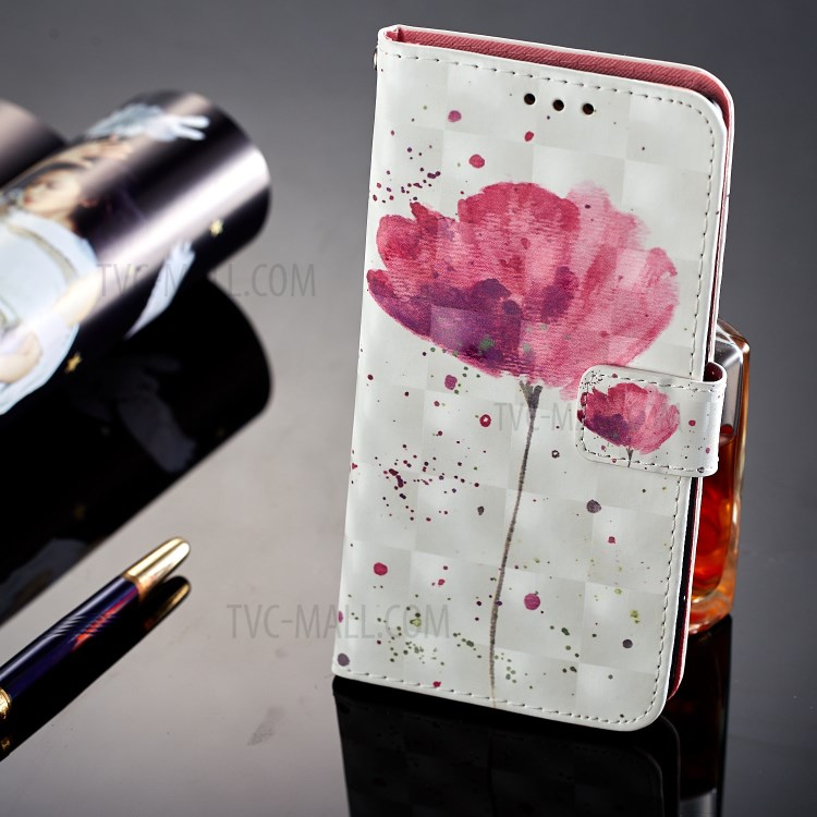 Light Spot Decor Pattern Printing Card Holder Leather Phone Casing for Huawei Honor 9 Lite / 9 Youth Edition - Flower-13
