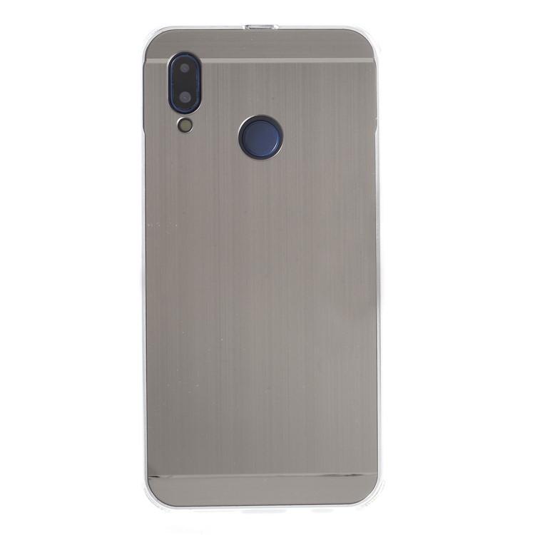 Slide-on Drop-proof Brushed PC Plate + Metal Bumper Hybrid Case for Huawei P20 Lite / Nova 3e - Silver-2