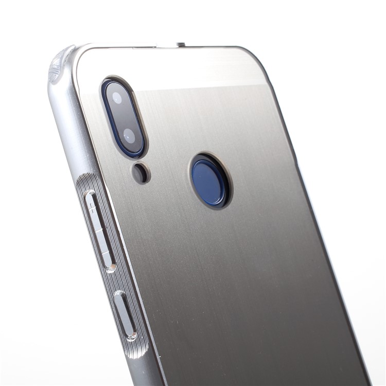 Slide-on Drop-proof Brushed PC Plate + Metal Bumper Hybrid Case for Huawei P20 Lite / Nova 3e - Silver-4