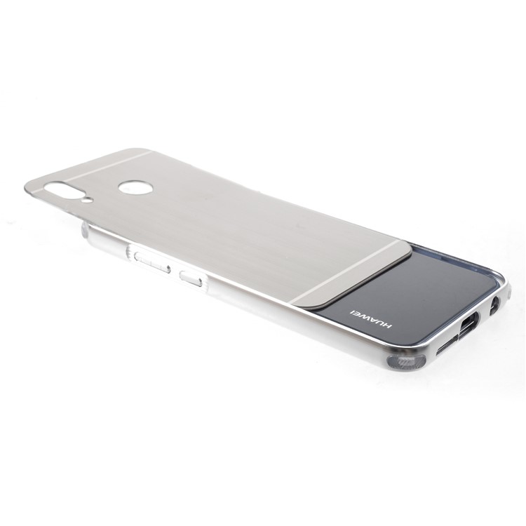 Slide-on Drop-proof Brushed PC Plate + Metal Bumper Hybrid Case for Huawei P20 Lite / Nova 3e - Silver-6