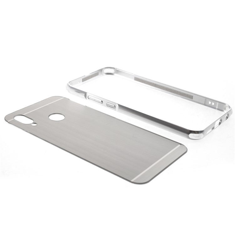 Slide-on Drop-proof Brushed PC Plate + Metal Bumper Hybrid Case for Huawei P20 Lite / Nova 3e - Silver-7
