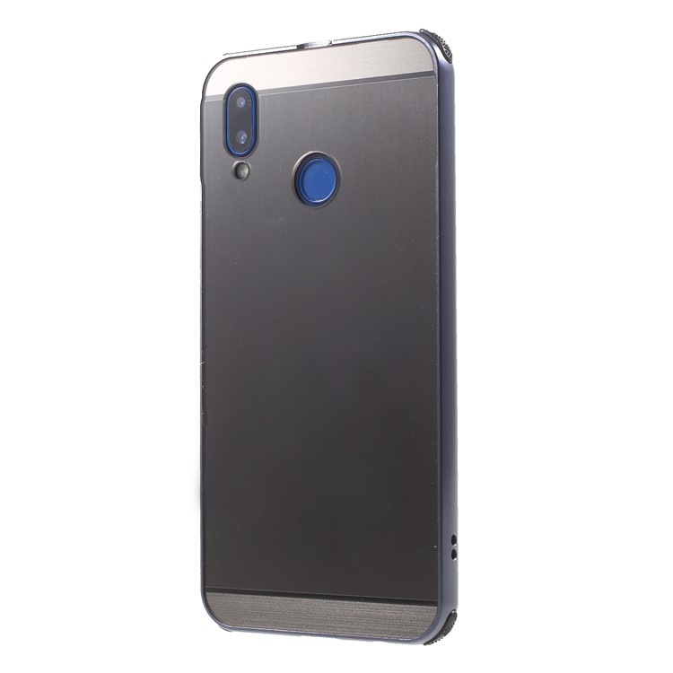 Slide-on Drop-proof Brushed PC Plate + Metal Bumper Hybrid Cover for Huawei P20 Lite / Nova 3e - Black-3