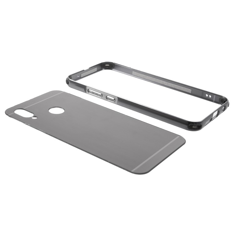 Slide-on Drop-proof Brushed PC Plate + Metal Bumper Hybrid Cover for Huawei P20 Lite / Nova 3e - Black-6