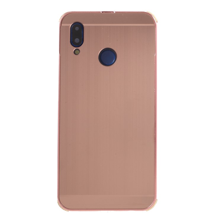 Slide-on Drop-proof Brushed PC Plate + Metal Bumper Hybrid Back Case for Huawei P20 Lite / Nova 3e - Rose Gold-1