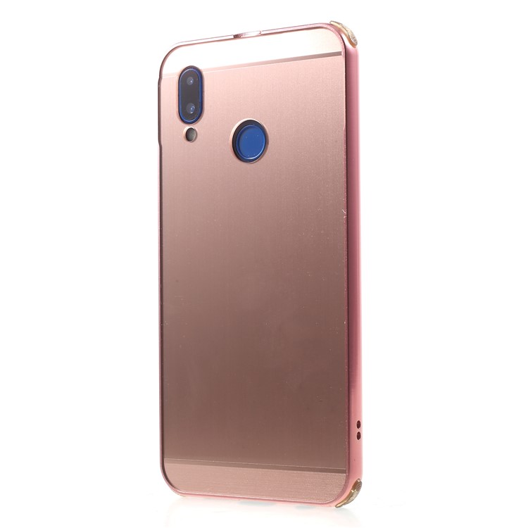 Slide-on Drop-proof Brushed PC Plate + Metal Bumper Hybrid Back Case for Huawei P20 Lite / Nova 3e - Rose Gold-3