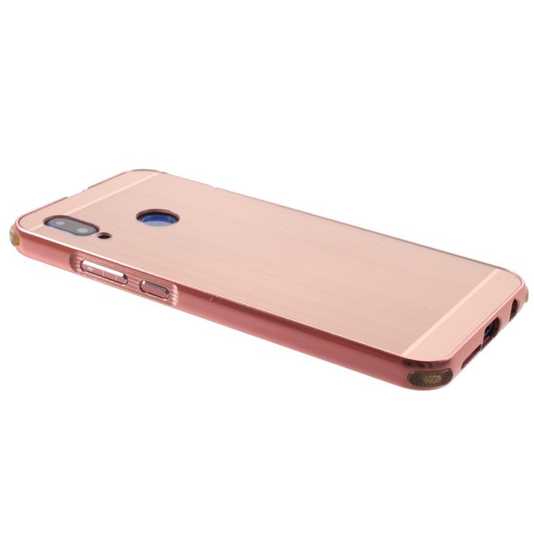 Slide-on Drop-proof Brushed PC Plate + Metal Bumper Hybrid Back Case for Huawei P20 Lite / Nova 3e - Rose Gold-4