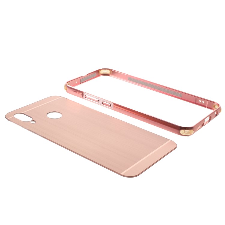 Slide-on Drop-proof Brushed PC Plate + Metal Bumper Hybrid Back Case for Huawei P20 Lite / Nova 3e - Rose Gold-5
