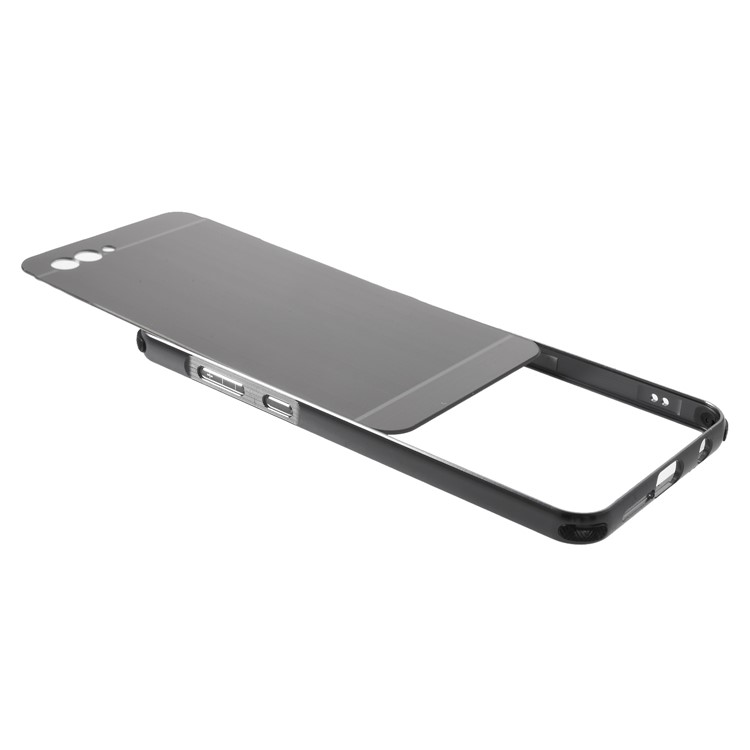 Slide-on Drop-proof Brushed PC Plate + Metal Bumper Hybrid Case for Huawei nova 2s - Grey-4