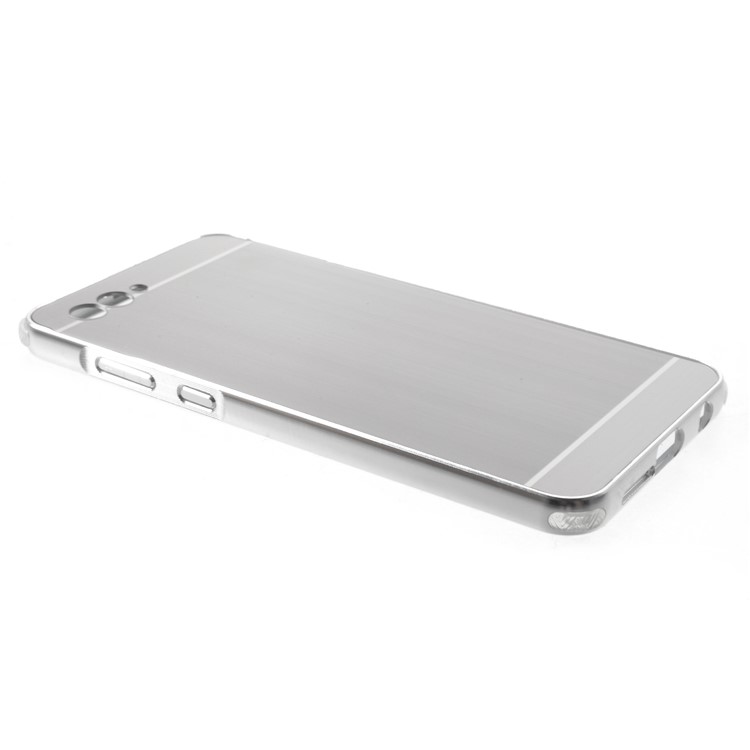 Slide-on Drop-proof Brushed PC Plate + Metal Bumper Hybrid Shell Case for Huawei nova 2s - Silver-4