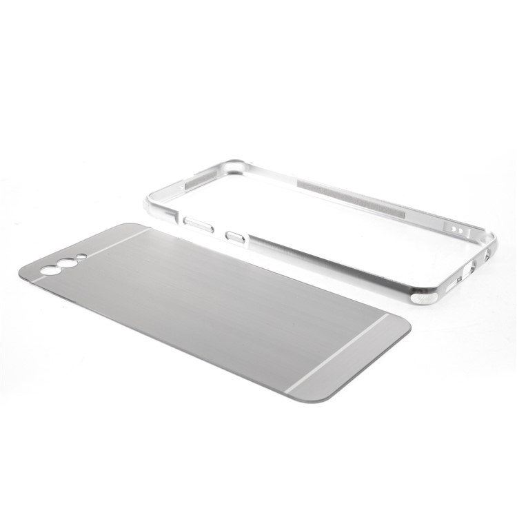 Slide-on Drop-proof Brushed PC Plate + Metal Bumper Hybrid Shell Case for Huawei nova 2s - Silver-5