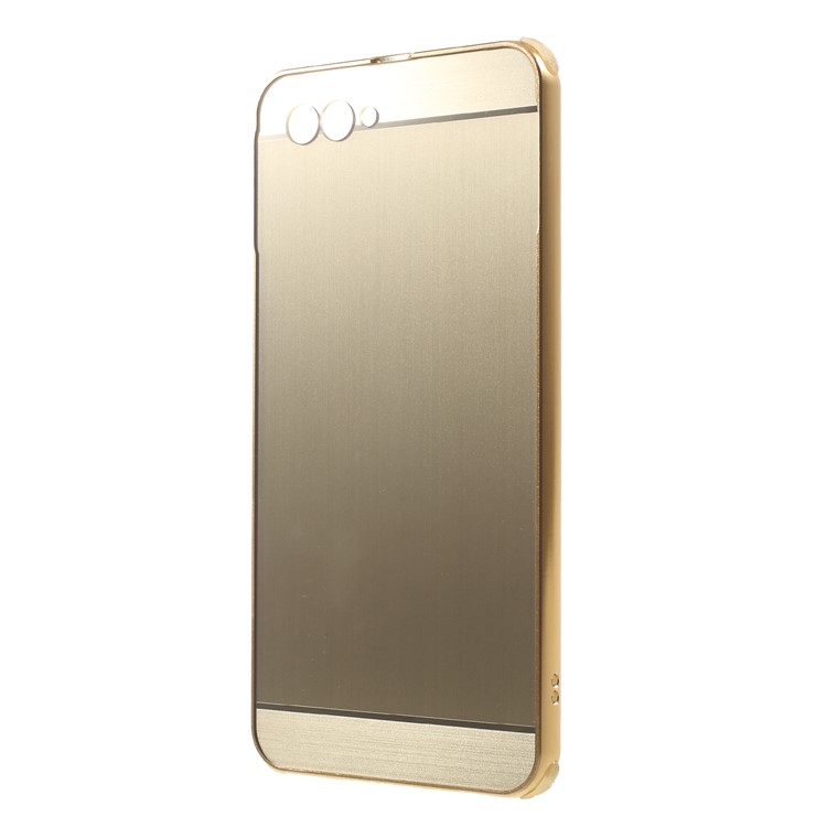Slide-on Drop-proof Brushed PC Plate + Metal Bumper Hybrid Phone Case for Huawei nova 2s - Gold-2