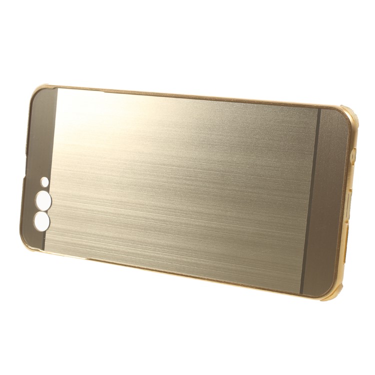 Slide-on Drop-proof Brushed PC Plate + Metal Bumper Hybrid Phone Case for Huawei nova 2s - Gold-3